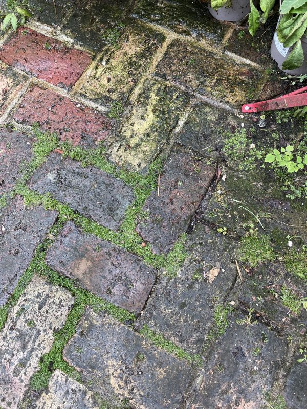 slippery brick paving